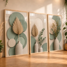 Imagem da oferta Quadros Decorativos Sala Folha Verde Bege Neutro Boho 122x60 Carvalho