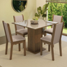 Imagem da oferta Conjunto Sala de Jantar Mesa Tampo de Vidro 4 Cadeiras RusticCremaBege Tifani Madesa