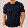 Imagem da oferta Camiseta Henley Masculina Slim Fit Algodão Manga Curta