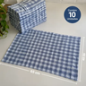Imagem da oferta Kit 10 Pano De Chao Xadrez Azul 100 Algodao Limpeza 48x65 Cm