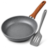 Imagem da oferta Frigideira Antiaderente 24 Cm Com Espátula Silicone, Revestimento Ceramico Granitado, Cabo Com Efeito Madeira, Fogão A Gás Indução Elétrico, Ovo