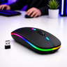 Imagem da oferta Mouse Sem Fio Recarregável Bluetooth Wireless Ergonômico Óptico Informática Gamer Led Rgb Notebook Pc Tablet Smartph