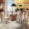 Imagem da oferta Conjunto Sala De Jantar Mesa Tampo Mdf 6 Cadeiras Espanha Fa Cor Chocolateoff White
