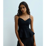Imagem da oferta Blusa Slim em Jeans com Decote Coração e Alças Finas