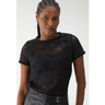 Imagem da oferta Blusa Renda Lança Perfume Reta Transparente Preta