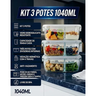 Imagem da oferta Kit 3 Potes De Vidro 1040ml Com Divisória E Tampa Hermética Borossilicato Pítia