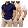 Imagem da oferta Kit 3 Camiseta Polo Manga Curta Com Zíper Masculina Canelada