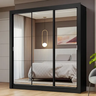 Imagem da oferta Guarda-roupa Casal 3 Portas Correr Espelho Nobre Madesa Cor Preto