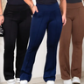Imagem da oferta Kit 3 Calça Feminina Flare Bailarina Cintura Alta Com Bolsos
