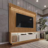 Imagem da oferta Rack com Painel para TV até 75 Polegadas Ripado LED Marrom 204x181cm Cronos CabeCasa MadeiraOriginals