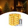 Imagem da oferta Luz Fio de Fada Cordão de Cobre Enfeite Natalino - 10 Metros 100 Leds 8 funções com Controle e USB - Decoração Nata