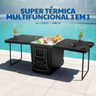 Imagem da oferta Super Caixa Térmica Cooler Multifuncional 32L 3 em 1 Com 2 Mesas Camping Praia Arqplast All Black
