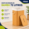 Imagem da oferta Vittak Cesto De Roupa Bambu 72 Litros Liso Dobrável Retangular Com Tampa E Forro