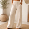 Imagem da oferta Calça Pantalona Cru Wide Leg Cós Elastico Saída Praia Jeans