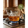 Imagem da oferta Bule Chaleira 1L Vidro Com Infusor E Tampa Bambu Chá Alça Café PÍTIA