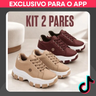 Imagem da oferta Tênis Feminino Plataforma: Kit 2 Pares Solado Robusto e Confortável