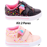 Imagem da oferta Kit 2 Pares Tênis Infantil Feminino Sorvetinho Bee Happy– Off White e Preto (Tam. 17 ao 27)