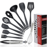 Imagem da oferta Kit 10 Utensílios de Cozinha LUMAI em Silicone e Aço Inox, Resistentes ao Calor, Antirriscos, com Espátula, Pegador, Concha e Colher, Preto