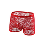 Imagem da oferta Swbreety Cueca boxer masculina de renda sexy transparente com bolsas Vermelho M
