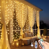 Imagem da oferta 300 Leds 3x3 M Usb Luz De Cortina Decoraçãoluzes Natal Branco Quente 127220v - R$ 31,99