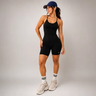 Imagem da oferta Macaquinho Fitness Feminino Macacão Treino Ginástica Preto Liso M