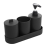 Imagem da oferta LYOR - Conjunto 4 Peças para Banheiro Preto PP e Bambu
