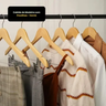 Imagem da oferta Kit 06 Cabides De Madeira Verniz Gancho Cromado Guarda Roupa