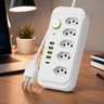 Imagem da oferta Extensão Elétrica com 5 Tomadas + 4 USB + USB-C, Régua de Energia Bivolt 110220V, Cabo 2m, Potência 2500W, Proteção Contra Sobrecarga, Ideal par