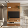 Imagem da oferta Painel Ripado para TV até 75 Polegadas MDF 140CMX250CM Modular 1 Nicho 1 Prateleira Linea Marrom