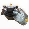 Imagem da oferta Jogo de Panelas Aluminio Batido Preto Com Tampas de Vidro Conjunto pra sua Cozinha