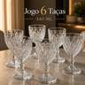 Imagem da oferta Jogo 6 Taças De Vidro Diamond 340 ml Com Pé Lapidadas Transparentes Textura Diamante Em Relevo Para Vinho Água Suco E