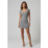 Imagem da oferta Vestido Feminino Mango Curto Ajustado Decote Redondo Cinza