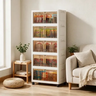 Imagem da oferta Armário Multiuso Caixa Armazenamento Dobrável 55cm 5 Andares Marrom Transparente-creme Branco