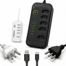Imagem da oferta Extensão Elétrica 5 Tomadas 6 Usb 2500w Régua Bivolt Cabo 2m Preto-5tomadas4usb-a2usb-c 127220v