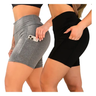 Imagem da oferta Kit 2 Shorts Bermuda Feminina Fitness com Bolso Lateral
