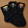 Imagem da oferta Kit 3 Pares Meias Pretas Femininas Super Poderosas Estampa Moderna Algodão Confortáveis Esportivas Academia Fashion