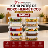 Imagem da oferta Kit 10 Potes Herméticos Vidro 640ml Starhouse