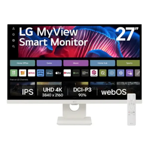 Monitor Lg Myview Smart - Tela Ips 27", Webos, Thinq Home, Air Play, Screen Share, Bluetooth, Branco – 27sr73u