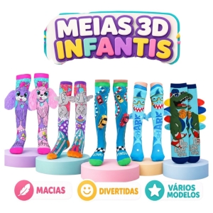 Meia 3 D Infantil divertida colorida Para vocês Anteciparem O Dia Das Criancas.