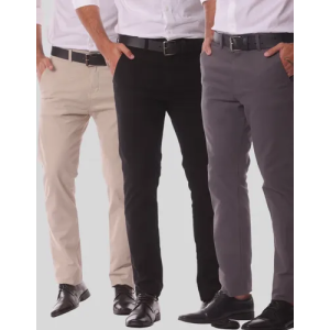 Kit com 3 Calça Sarja Slim Alfaitaria