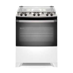 Electrolux Fogão 5 bocas Electrolux Branco Efficient Mesa Inox, PerfectCook e VaporBake (FE5IW) Bivolt