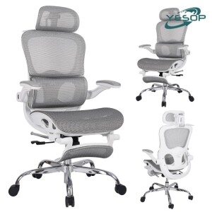 Cadeira de Escritório Ergonômica YESOP com Apoio Lombar e de Pernas Assento Zero Gravity Branca