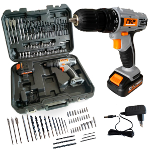 Parafusadeira Furadeira a Bateria 12V FP12X NKF Com Maleta Bateria Brocas e 50 Acessórios FP12X NKF