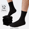 Imagem da oferta 12 Pares de Meias Masculinas de Algodão - Preto