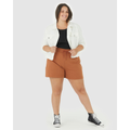 Imagem da oferta Shorts Feminino Plus Size Amplo Em Moletom Flanelado Marrom Claro G1 - Moda feminina masculina plus size e infantil |