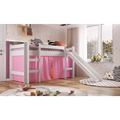 Imagem da oferta Cama Infantil Elevada com Escorregador Cortina Rosa Playground