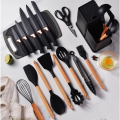 Imagem da oferta Kit Completo Jogo de Cozinha Luxo 19 Peças Com Tábua em Silicone Espátula Faca Tesoura Utensílios
