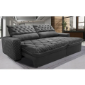Imagem da oferta Sofá Retrátil e Reclinável 2,75m Molas Ensacadas Cama inBox Spazus com Bordado 3D Velusoft Cinza