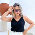 Imagem da oferta Blusa Regata Em Tecido Crepe Com Alças Largas Básica Lisa