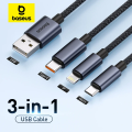 Imagem da oferta Baseus 3 em 1 USB Tipo C Cabo de Carregamento Rápido 3.5A Cabo de Linha de Dados de Telefone de Carga Rápida Para Ipho